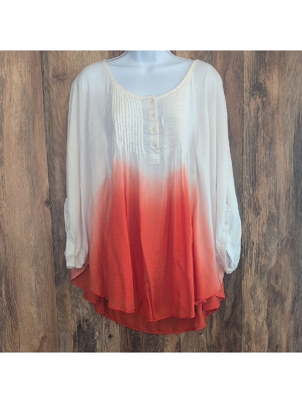 Lane Bryant Pink Ombre Button-Front Tunic Oversized Blouse 22/24    C146